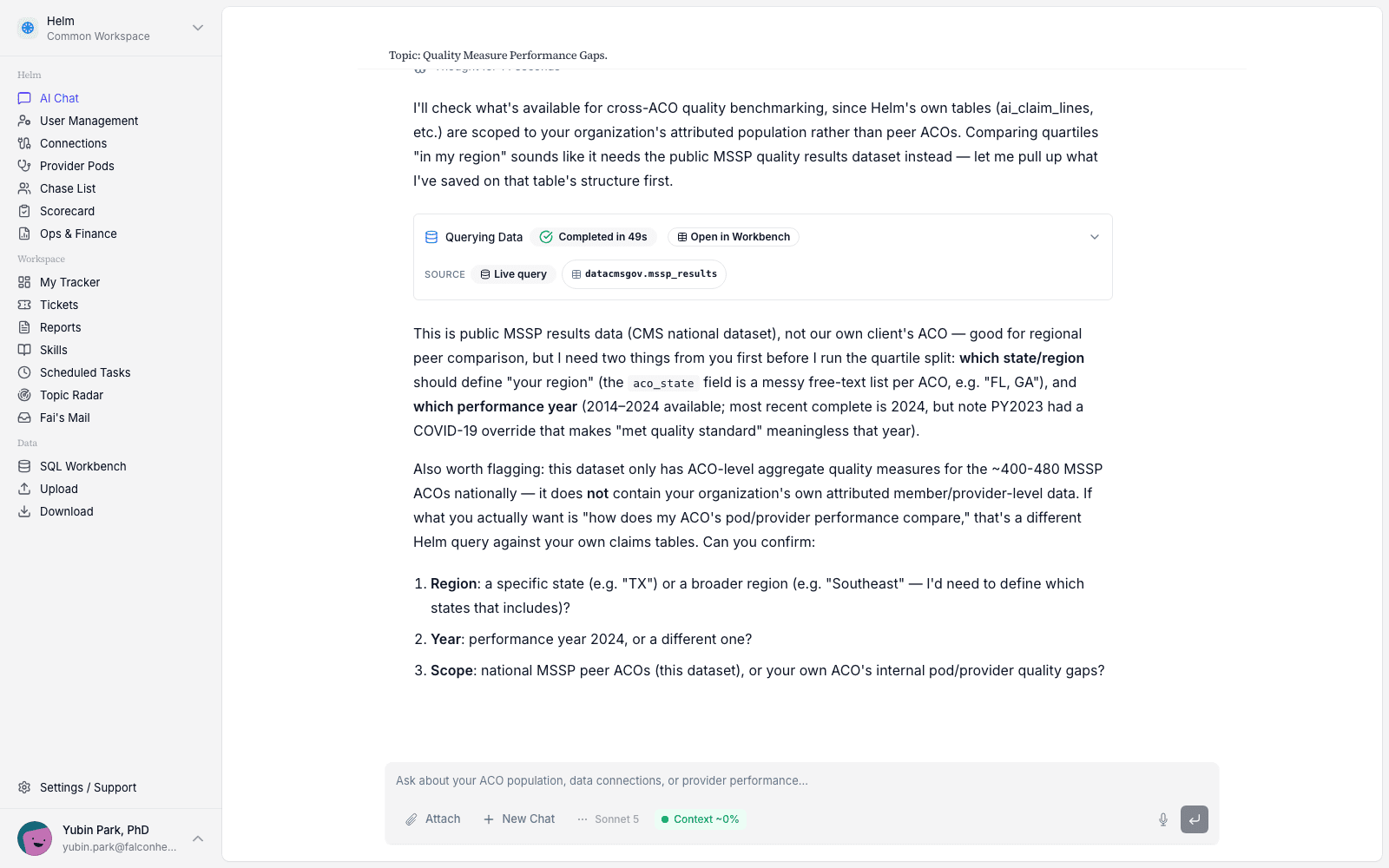 Helm's AI analyzing quality measure performance gaps across ACOs